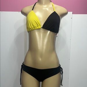 Victoria's Secret Yellow and Black Triangle Bikini‎ zs L